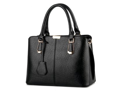 Kožená luxusní velká černá kabelka